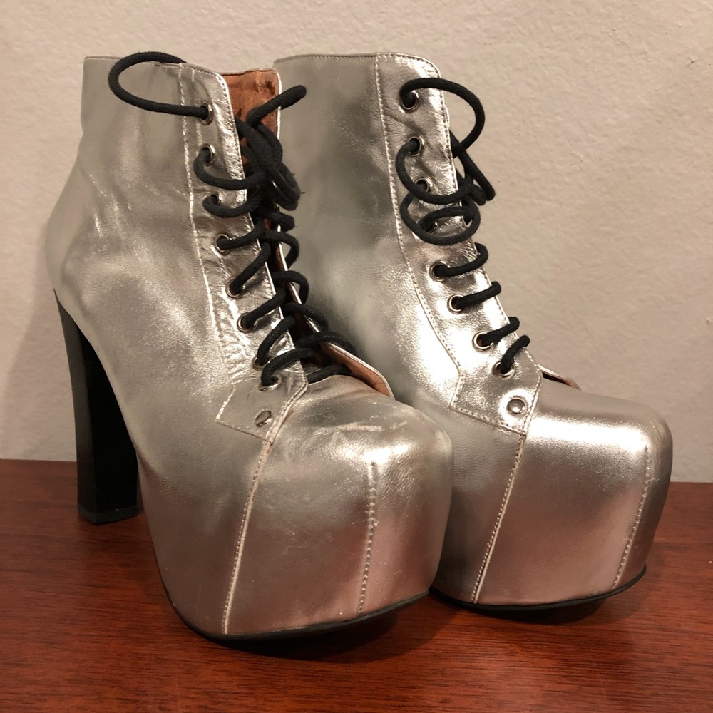 Jeffrey Campbell Silver Platform Litas Size 8